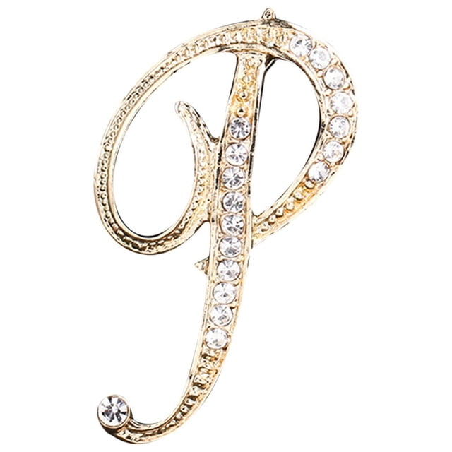 Kcodviy Temperament Elegant 26 initial Letter Brooch Pin Rhinestone Brooch for Women Stocking initial Pin Gold Brooch for Women Camellia Brooch A Z 26 Alphabet initial Brooch for Teen Jewelry