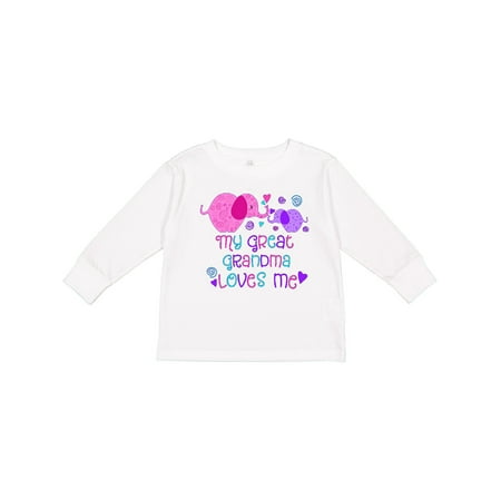 

Inktastic My Great Grandma Loves Me- cute elephants Boys or Girls Long Sleeve Toddler T-Shirt