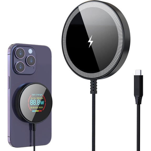 for MagSafe Charger 15W Magnetic Portable Wireless Charger Fast Charging Pad for iPhone 17 16 15 14 13 12 Air Pro Plus Max & AirPods 2 3 Pro, Slim Light Magnet Quick Charger with USB-C/A Ports