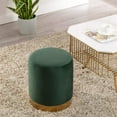 thumbnail image 2 of DAGONHIL Modern Round Velvet Ottoman,Upholstered Make-up Short Foot Stools with Gold Plating Base,Pack of 1,Green, 2 of 6