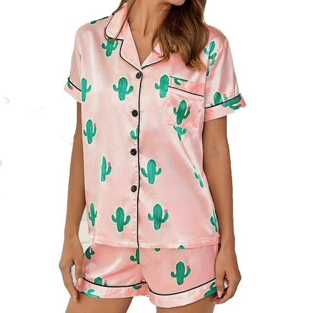 Birdeem Ensemble de Pyjama Imprimé pour Femmes, Short à Bretelles et Vêtements de Maison