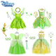 thumbnail image 2 of Disney-disfraz de princesa Tinker Bell para niñas, vestido de hada de las flores verdes, disfraz de elfo con purpurina, ala de mariposa, fiesta de Halloween, 2 of 5