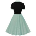 thumbnail image 3 of Lolmot Womens 1950s Retro Cocktail Party Swing Dress Short Sleeve V-Neck Polka Dot Color Block Audrey Dress Casual A-Line Midi Dress, 3 of 3