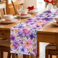 thumbnail image 5 of Farmhouse Flowers Cotton Linen Table Runner for Dining Kitchen, Spring Watercolor Purple Pink Floral Wedding Outdoor Party Tablerunners, Dresser Scarf Coffee Tablecloth Runners 13x72 Inches, 5 of 9