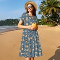 thumbnail image 4 of Goofa French Bulldog Yoga Pattern Women Summer Short Sleeve Midi Dress with Pockets Casual Aline Flowy Tshirt Dress Vocation Beach Sundress, 4 of 6