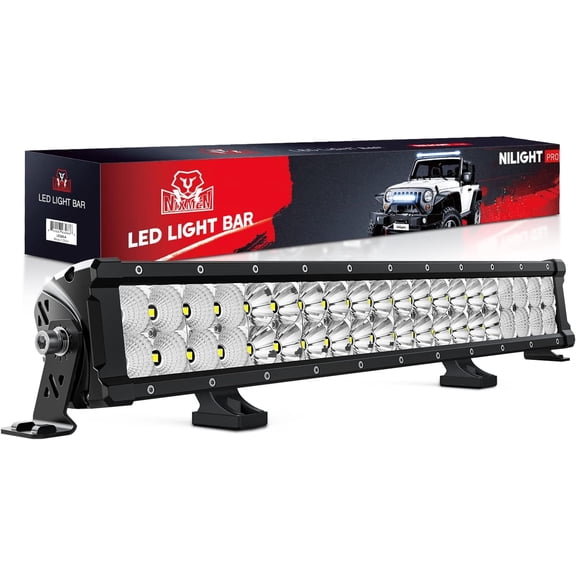 Nilight LED Light Bar 21.6 Inch 200W Flood Spot Combo Beam 24000LM IP68 Offroad LED Driving Lighting for Pickup Truck SUV ATV UTV Boat Jeep