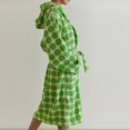 thumbnail image 4 of Retro Plaid Cotton Bathrobe Super Soft Absortion Hooded Loose bath Robe Coat Towel V Neck warm Sleepwear Robes Women Homewear, 4 of 4