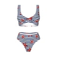 thumbnail image 4 of Daiia Starfish Navy Blue Stripe Women's Bikini Set Two Piece Swimsuit High Waisted Bikini Adjustable Straps Bikini Perfect for Beach, Pool, and Summer Vacation-XX-Large, 4 of 9