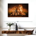 thumbnail image 3 of Elephant Stock Lion Family Wall Art - Horizontal Canvas Wall Art - Hallway Wall Decor - Animal Canvas - Green And Black Decor By Wouter Rikken - 36" x 24", 3 of 8