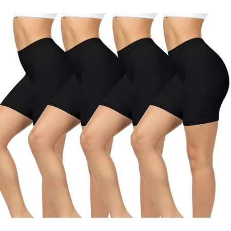 

4 Pack Slip Shorts for Women Under Dress Anti Chafing Seamless Smooth Boyshorts Buttlift Panties Boxer Briefs for Women