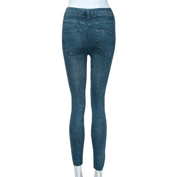 Skinny Leggings for Women Denim Jeans Look Pants with Pockets Slim Fit  Totally Shaping Pull-on Jeggings Fitness Plus Size Leggings
