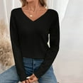 thumbnail image 4 of Caywon Women's Autumn Winter Pullover Long Sleeve V-Neck Loose Solid Color Pullover Thin Knit Sweater Top Lightweight Comfortable Loose Fit Classic V-Neck Design, 4 of 7