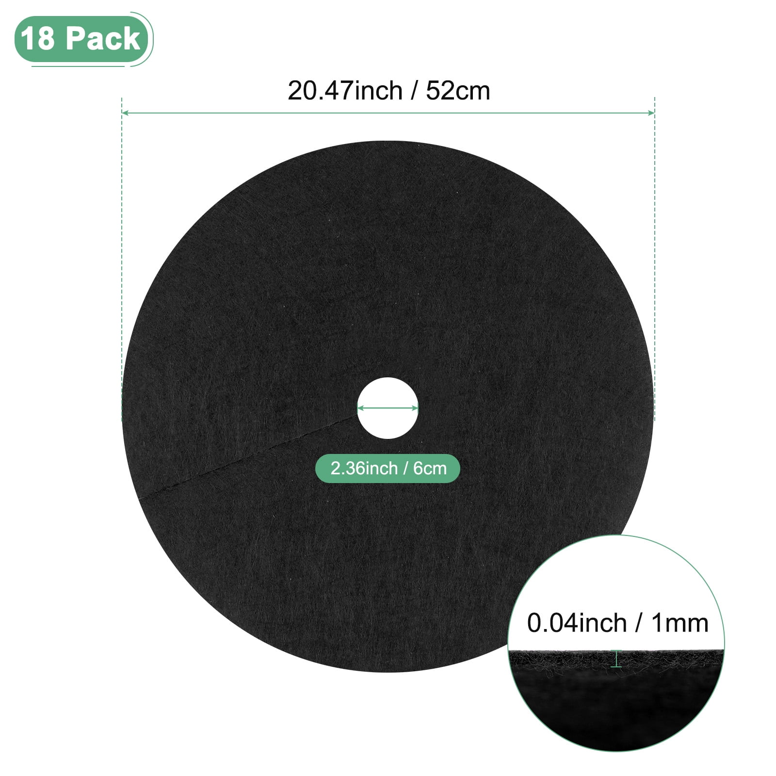 Uxcell 18 Pack Non Woven Tree Cover Rings,20.4 Inch Weed Fabric Cover,Apply To Tree Mulch Ring(Round Black)
