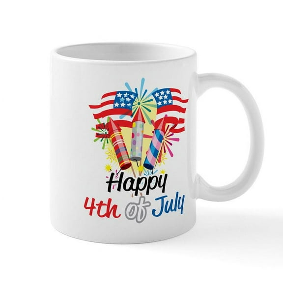 CafePress - 4Th Of July Fireworks Mug - 11 oz Ceramic Mug - Novelty Coffee Tea Cup