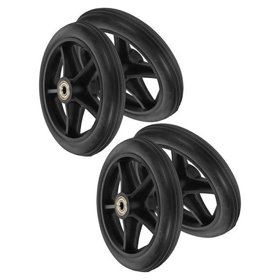 HEMOTON 4PCS Rubber Wheelchair Replacement Wheels 7 Inch Front Wheels Anti Slip Walker Casters Rollers Universal Accessories