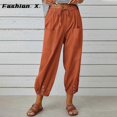 thumbnail image 2 of Vintage Cotton Linen Women\'s Thin Beach Pants Women\'s Casual High Waisted Loose Back Pants"--ZZ1, 2 of 5