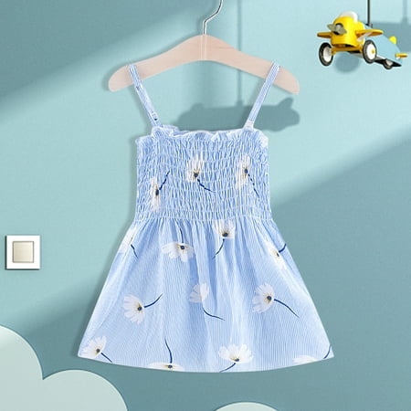 

Leutsin Toddler Kids Baby Girl Summer Seaside Beach Dress Sling Skirt Floral Skirt