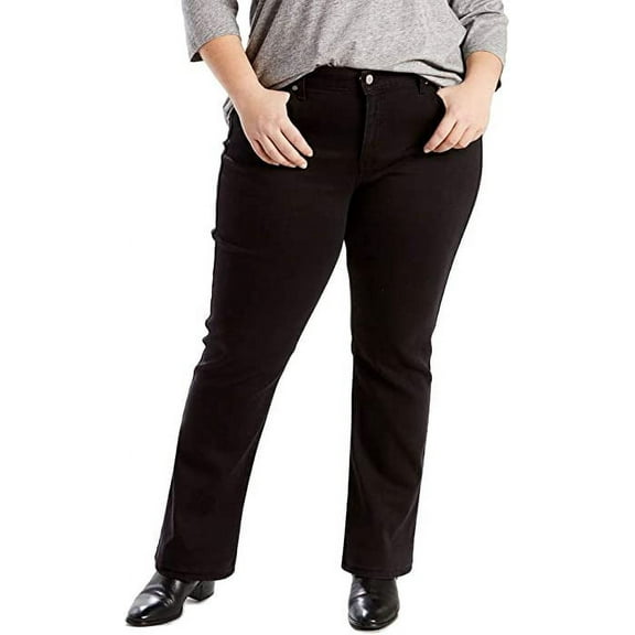 Levi's SOFT BLACK Women's Plus Size 414 Classic Straight Leg Jeans, US 26W