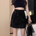 thumbnail image 5 of Taylonsss Womens Festive Party Sequined Mini Bodycon Skirt Solid Color Summer Beach Vacation Casual Celebration Outfit, 5 of 9