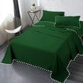 thumbnail image 2 of D.N.G. BEDDINGS 4 Piece Pom Pom Sheet Set 15 Inch Deep Pocket, White Pom-Pom Fringe Solid Pattern, 800 Thread Count 100% Egyptian Cotton (Solid Green Color, Queen Size), 2 of 8