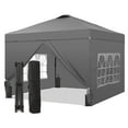 thumbnail image 5 of Outdoor Basic 12'x12’ Pop up Canopy Tent with One Push Setup & Sidewalls, Instant Shade Gazebos for Patio Deck Garden and Beach,Gray, 5 of 9