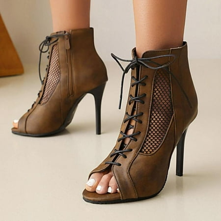 

Homedles Sandals for Women- Summer Comfortable Open toe Gift for Women Lace up Heeled Women Sandals Brown 35