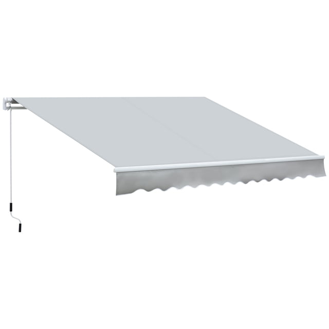 Outsunny 12' x 8' Retractable Awning Patio Awnings Sun Shade Shelter with Manual Crank Handle, UV & Water-Resistant Fabric and Aluminum Frame for Deck Balcony Yard, Grey