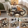thumbnail image 6 of Country Star Round Living Room Rugs 4 ft, Farmhouse Star Brown Beige Wood Grain Washable Area Rug with Non-Slip Sturdy Edge Binding Round Carpet for Entryway Kitchen Bedroom Bathroom, 6 of 9