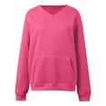 thumbnail image 5 of Akmaiox Long Sleeve Shirts for Women, Oversized Casual V Neck Solid Color Pullover Sweatshirts with Pockets, Fall Winter Basics Layer Going Out Tops S-2XL, 5 of 6