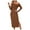 Coffee, variant on TJAZFJPA Black Maternity Dress Women's Sexy Shoulder Rib Knit Skirt Slit Long Sleeve Bag Dress Wrap Dress Country Dress