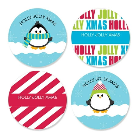 holly jolly penguin assorted holiday christmas sticker labels