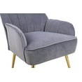 thumbnail image 6 of Modern Velvet Accent Chair, Single Sofa Armchair with with Back and Golden Metal Legs, Upholstered Reading Chair for Living Room, Bedroom, Office, Grey, 6 of 9