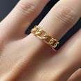 thumbnail image 3 of Tilo Jewelry 14K Yellow Gold Dainty Cuban Chain Link Style Braided Band Ring | Size 5 | Minimalist Everyday Ring for Women & Unisex, 3 of 7