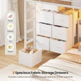 thumbnail image 4 of Bunk Bed Twin Over Twin with 8 Storage Drawers & Charging Station & LED Lights, Metal Bunk Beds with Upholstered Storage Headboard and Shelf, Twin Loft Bed for Teen, Safety Guardrail & Ladder, White, 4 of 9