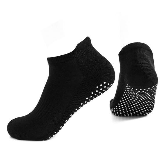 Xfvqtps Womens No Show Socks with Grippers Low Pilates Yoga Non Slip Chunky Breathable Comfortable Soft Glued Pain Yoga Socks Black