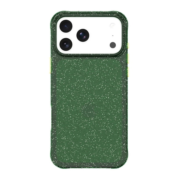 onn Sparkle Phone Case for iPhone 17 Pro - Green with Gold Glitter
