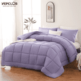 thumbnail image 4 of YEPCLUB 3-Piece Twin Size Comforter Set, Light Purple Down Alternative Reversible Bedding Set, All-Season Quilted Soft Comforter with Pillowcases, 4 of 4