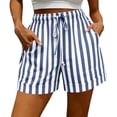thumbnail image 2 of Women's Casual Summer Shorts with Pockets, Striped Beach Loose Fit, 2 of 9