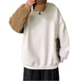 thumbnail image 3 of Jersey de gran tamaño Bloque de color Forma de oso Espalda Felpa Sudadera informal de gran tamaño unisex para mujeres Hombres Blanco L, 3 of 8