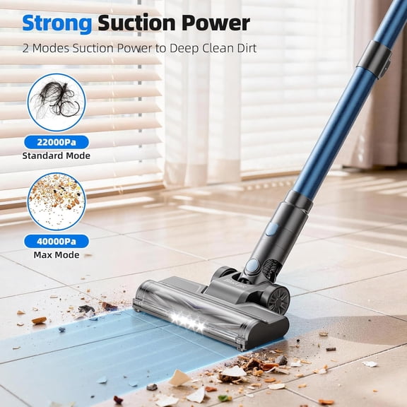 Cordless Vacuum Cleaner for Home, 40KPA/300W Stick Vacuums with Charging Wall Dock, Anti-, 6 in 1 Lightweight Handheld Vacuum for Pet Hair, Hard Floor, Carpet