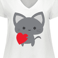 thumbnail image 4 of Inktastic Heart Cat Women's Plus Size V-Neck T-Shirt, 4 of 5