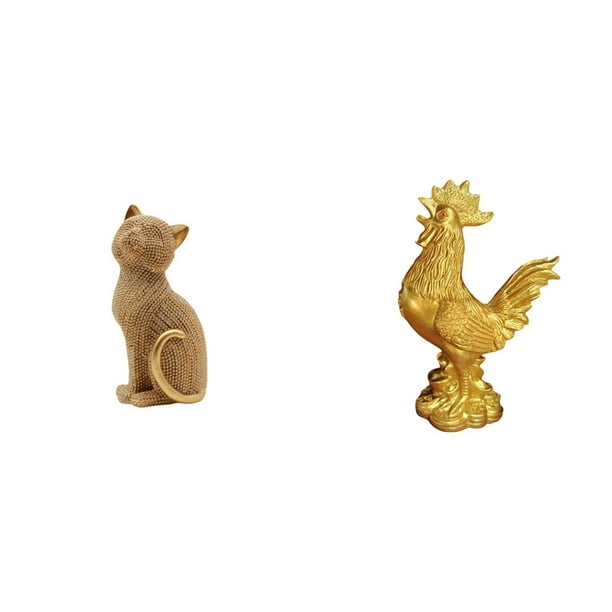 Estatua De Gato, Figura Decorativa De Resina, Escultura Animal Para Entrada, Estantería, Sala De Estar, Dormitorio, Decoración Feng Shui De Gallina, Estatua De Gallo, Escultura De Gallo Para