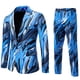 thumbnail image 4 of RKSTN Tuxedo Suits for Men 2PC Lapel Single Breasted Button Printed Dress Suit Sets Men's Turndown Regular Fits Floral Print Blazers and Pant 2 Piece Set Wedding Business Performance Prom Dress Set, 4 of 9