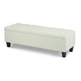 thumbnail image 3 of Christopher Knight Home Storage Ottoman Bench with Boucle Upholstery and Rubber Wood Legs, White, 3 of 10