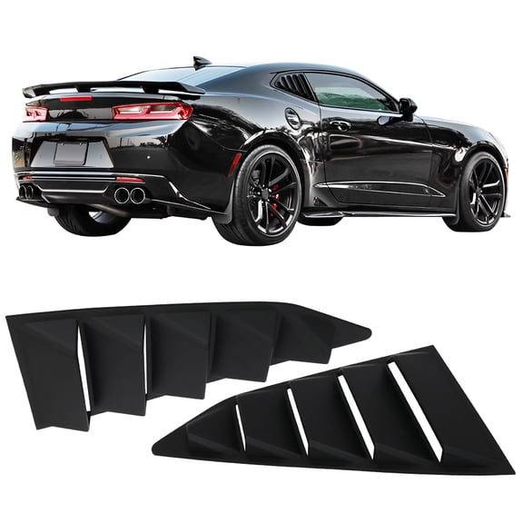 Ikon Motorsports Compatible with 2016-2024 Chevy Camaro GT Style Rear Quarter Side Window Louvers Scoop Cover Vent 2Pc Set