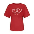thumbnail image 2 of Leodye T-shirt Décontracté et Ample pour Femme, Cadeau de la Saint-Valentin, Manches Courtes, Col Rond, Imprimé Double Cœur, Haut Rouge TG(TG), 2 of 5