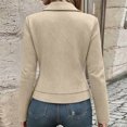 thumbnail image 4 of Qiopertar Womens Quilted Moto Jacket Casual Zip Up Collared Long Sleeve Slim Fit Spring Fall Outerwear with Pockets, Khaki M, 4 of 7