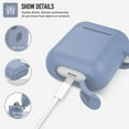 thumbnail image 3 of Coffea Protective Silicone Case with Keychain for AirPods 1 & 2 (Front LED Not Visible) (Grayish Blue), 3 of 7