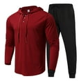 thumbnail image 2 of Men‘s Pure Color Lightweight Sweat Absorption Sports Long Sleeve Pullover Sweatshirt Set, 2 of 6