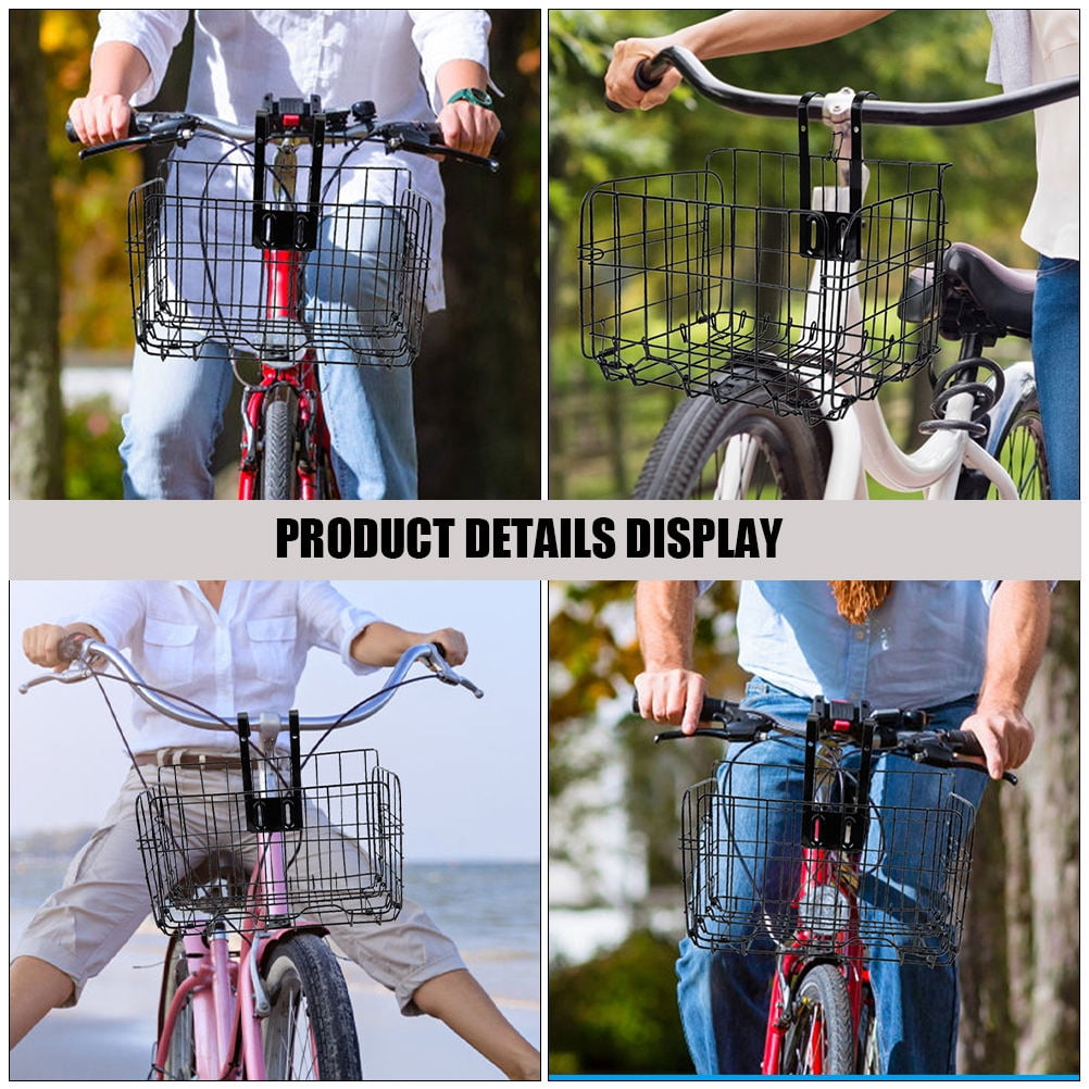 Hemoton Bike Front Basket Large Capacity Bike Basket Metal Basket Bike Vegetable Basket Bike Handlebar Accessory